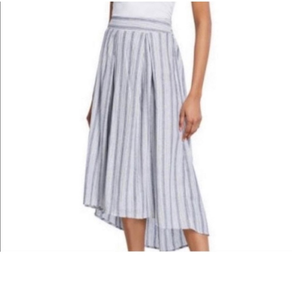 NWT Max Studio High Low Blue & white striped MIDI Skirt Sz Large